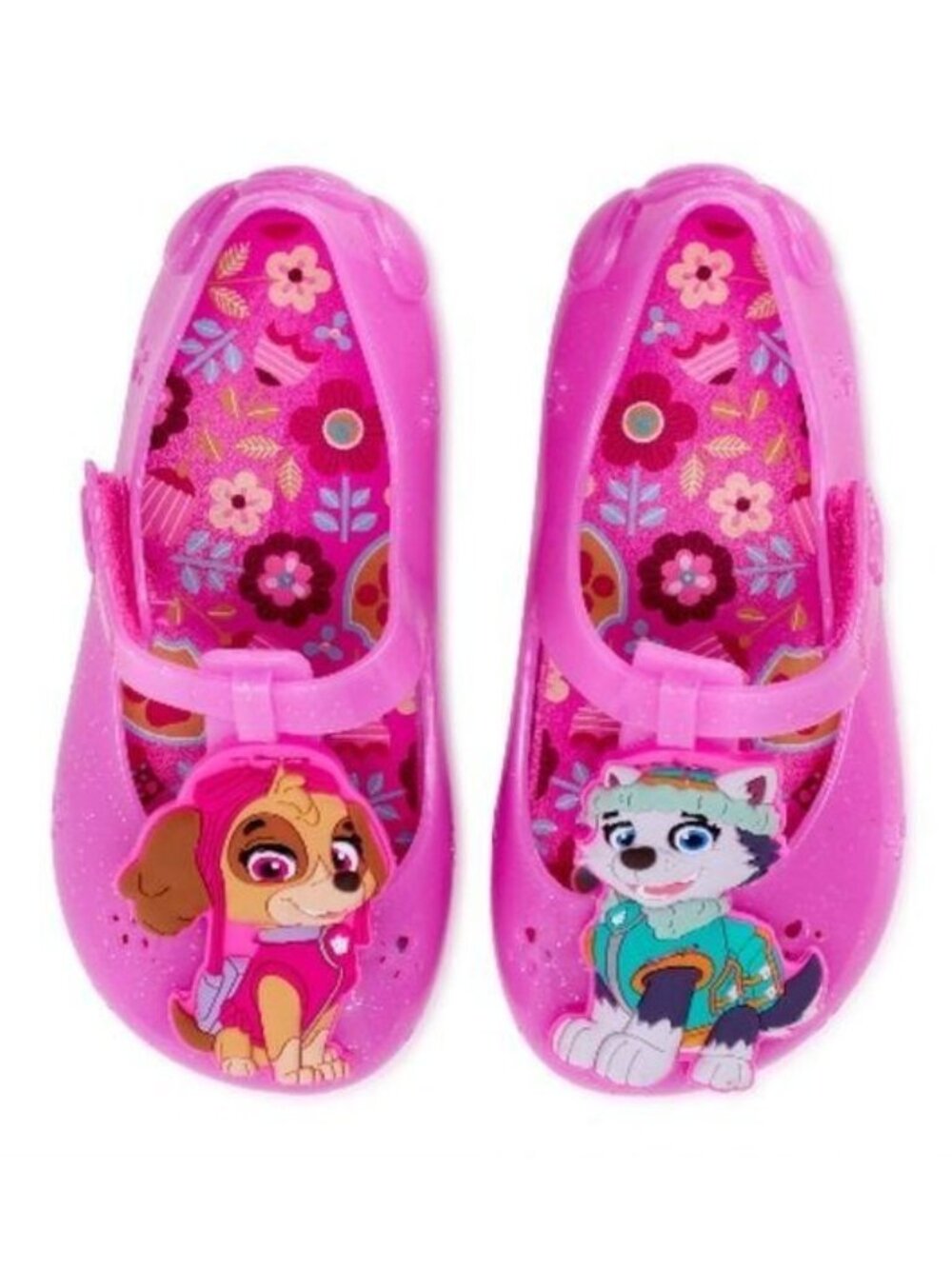 Paw Patrol Kids Size 12 Jelly Shoes Pink Glitter Skye & Everest Adorable Durable